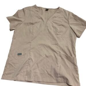 Nia Haan light pink scrub top sz S beige/light pink nurse medical